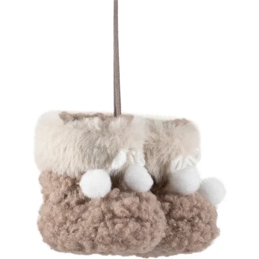 High Pile Fleece Winter Booties Christmas Ornament - 4"
