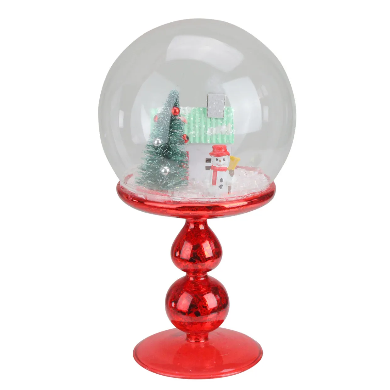 Holiday Scene Pedestal Globe Decoration -8.75" - Red