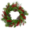 Holly Berries and Snowy Pinecones Artificial Christmas Wreath - 24" - Unlit