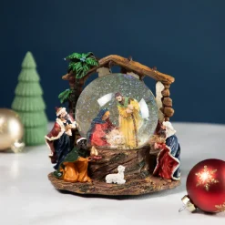Holy Family Christmas Nativity Musical Water Globe - 6.75"