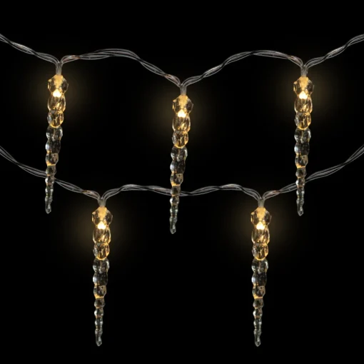 Icicle String Christmas Light Set - Warm White - 4.5' Clear Wire - 10ct