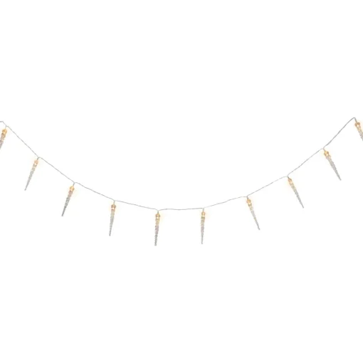 Icicle String Christmas Light Set - Warm White - 4.5' Clear Wire - 10ct