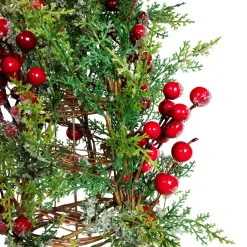 Icy Pine with Berries Artificial Cone Christmas Tree - 27