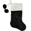 20.5-Inch Black and White Christmas Stocking with Corduroy Cuff
