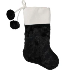 20.5-Inch Black and White Christmas Stocking with Corduroy Cuff
