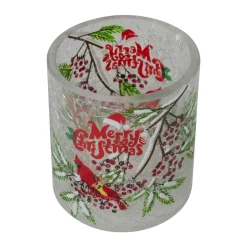2.75-Inch Cardinal and Pine Hand Painted Flameless Christmas Candle Holder