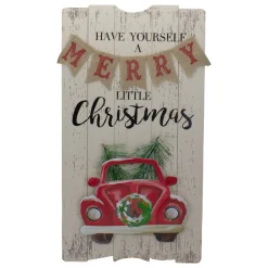24-Inch Lighted Merry Little Christmas Vintage Red Truck Wall Sign