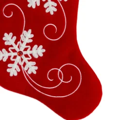 20.5-Inch Red and White Velvet With White Snowflake Christmas Stocking