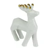 Iridescent Glitter Ceramic Reindeer Christmas Figure - 4.25" - White