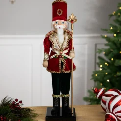 Jeweled Nutcracker with Scepter Christmas Figure - 22"