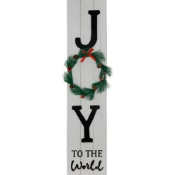 Joy to the World Christmas Porch Sign with Wreath - 35.75"