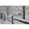 Large Fiber Optic Lighted Snowy Winter Cabin Canvas Wall Art 23.5" x 15.5"