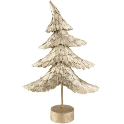 Layered Tree with Wooden Base Christmas Decoration - 18" - Bronze Finish