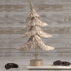 Layered Tree with Wooden Base Christmas Decoration - 18" - Bronze Finish