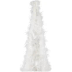 Layered Wispy Feather Cone Tree Christmas Decoration - 16" - Winter White