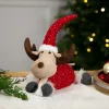 Laying Plush Moose Christmas Figure - 12" - Red and White
