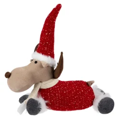 Laying Plush Moose Christmas Figure - 12