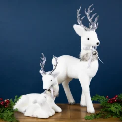 Laying Reindeer Mom and Calf Christmas Figurine - 11.5