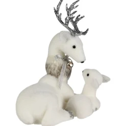 Laying Reindeer Mom and Calf Christmas Figurine - 11.5