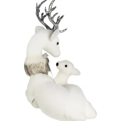 Laying Reindeer Mom and Calf Christmas Figurine - 11.5