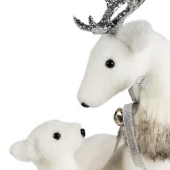 Laying Reindeer Mom and Calf Christmas Figurine - 11.5