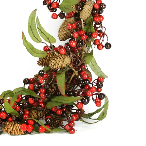 Leafy Mixed Berry and Pine Cone Artificial Christmas Wreath - 24" - Unlit