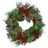 Leaves, Berry and Pine Needle Artificial Christmas Wreath - 24-Inch, Unlit