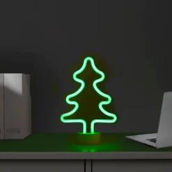 LED Christmas Tree Neon Style Table Light - 11" - Green