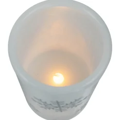 LED Flameless Flickering Wax Pillar Snowflake Christmas Candles - 6