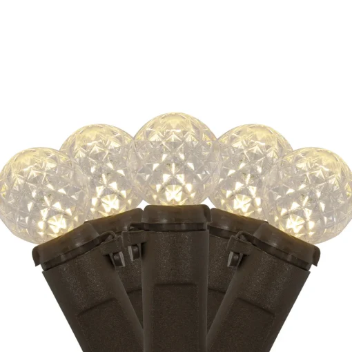 LED G12 Berry Christmas Lights - Warm White - 16' Brown Wire - 50 ct