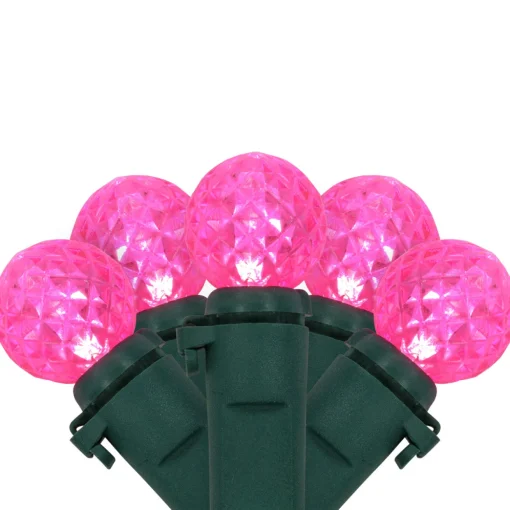 LED G12 Berry Christmas Lights - Pink - 16' Green Wire - 50 ct