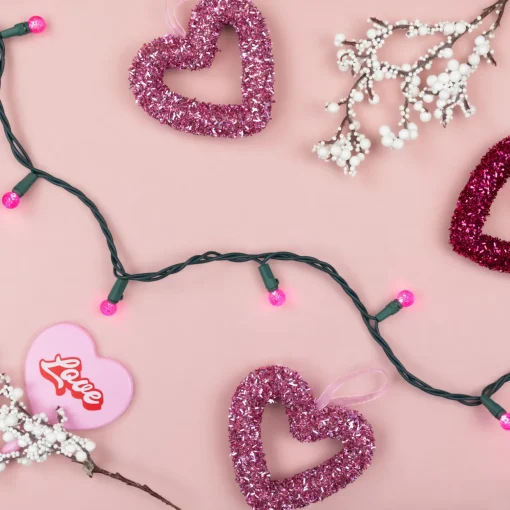 LED G12 Berry Christmas Lights - Pink - 16' Green Wire - 50 ct