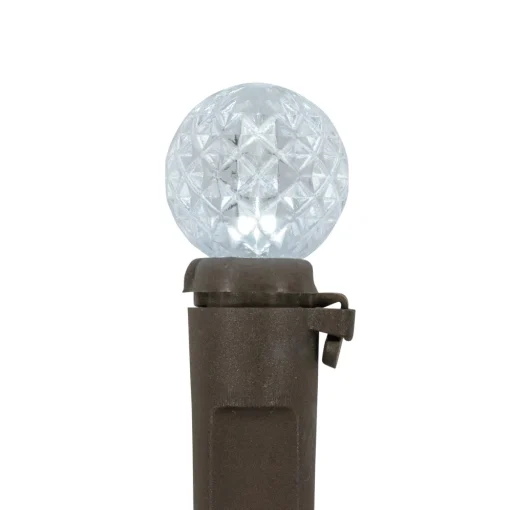 LED G12 Berry Christmas Lights - Pure White - 16' Brown Wire - 50 ct