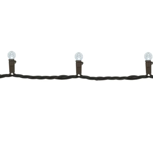 LED G12 Berry Christmas Lights - Pure White - 16' Brown Wire - 50 ct