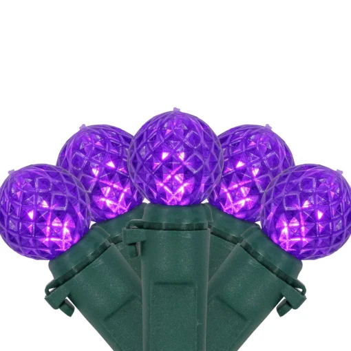 LED G12 Berry Christmas Lights - Purple - 16' Green Wire - 50 ct