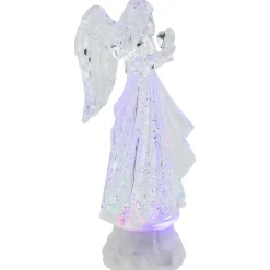 LED Lighted Acrylic Angel Christmas Snow Globe - 8.75