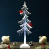 LED Lighted Acrylic Icicle Tree with Cardinals Christmas Decoration - 14"