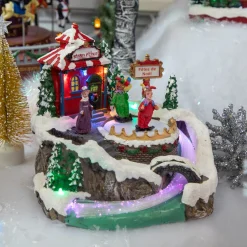 LED Lighted and Animated Christmas Scene Village Display Decoration - 7.75"