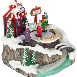 LED Lighted and Animated Christmas Scene Village Display Decoration - 7.75