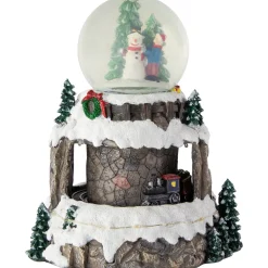LED Lighted Animated and Musical Christmas Snowman and Train Snow Globe - 9.25