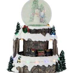 LED Lighted Animated and Musical Christmas Snowman and Train Snow Globe - 9.25