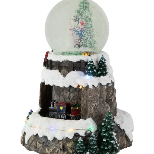 LED Lighted Animated and Musical Christmas Snowman and Train Snow Globe - 9.25"