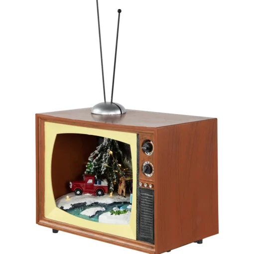 LED Lighted Animated Musical TV with Ice Skating Scene Christmas Display - 9.25"