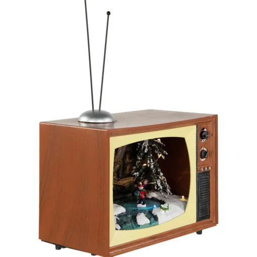 LED Lighted Animated Musical TV with Ice Skating Scene Christmas Display - 9.25"