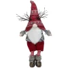 LED Lighted Antlers Fair Isle Sitting Gnome Christmas Figure - 30" - Red and Gray