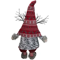 LED Lighted Antlers Fair Isle Sitting Gnome Christmas Figure - 30