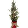 LED Lighted Artificial Iced Potted Christmas Tree Decoration - 16" - Clear Lights