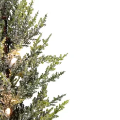 LED Lighted Artificial Iced Potted Christmas Tree Decoration - 16" - Clear Lights