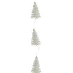 LED Lighted Battery Operated White Mini Sisal Tree Christmas Garland - 6.5' - Warm White Lights