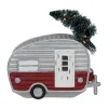 LED Lighted Camper with Pine Bough Christmas Decoration - 8.5"